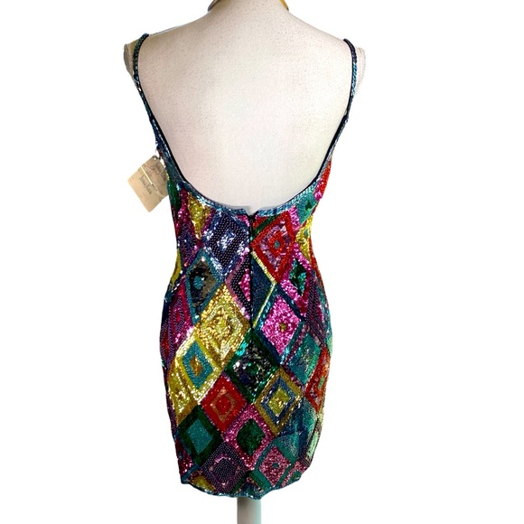 NWT 1991 Black Tie Oleg Cassini Neiman Marcus Sequin Dress (t200/b34) - Picture 4 of 17